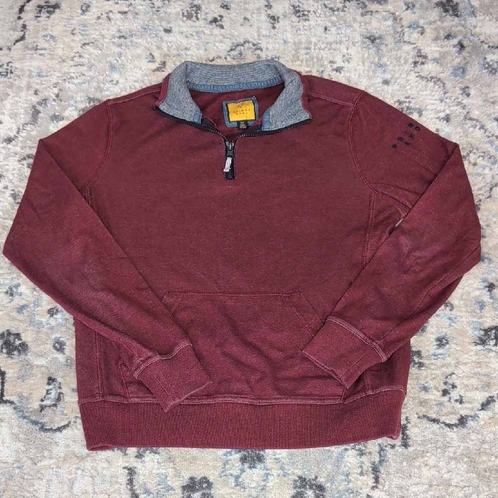 Prince & Fox Quarter Zip Pullover Sweatshirt Mens Small Burgundy Casual